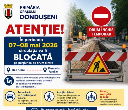 Porțiune de drum închisă temporar la Dondușeni