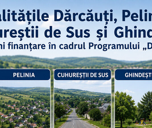 Localitățile Dărcăuți, Pelinia, Cuhureștii de Sus și Ghindești vor primi finanțare în cadrul Programului „DAR 1+3”