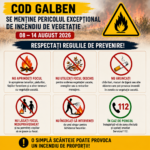 AVERTIZARE DE COD GALBEN: Pericolul excepțional de incendiu de vegetație