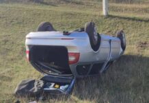 Accident la Căinarii Vechi. Șoferul unei Skoda a pierdut controlul și s-a răsturnat