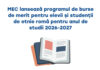 MEC lansează programul de burse de merit pentru elevii și studenții de etnie romă pentru anul de studii 2026-2027